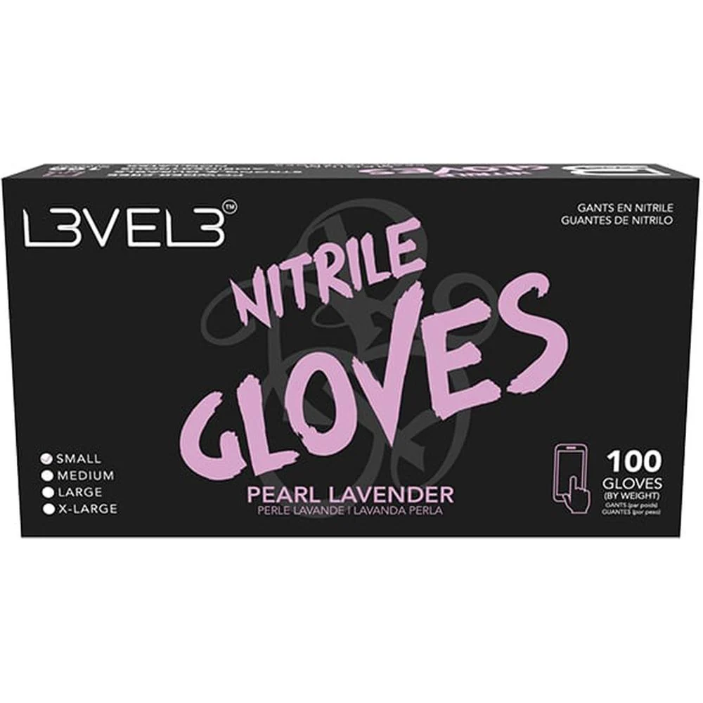 L3VEL3 Nitrile Pearl Lavender Gloves - SMALL / 100 Pack - 4 mil Thickness