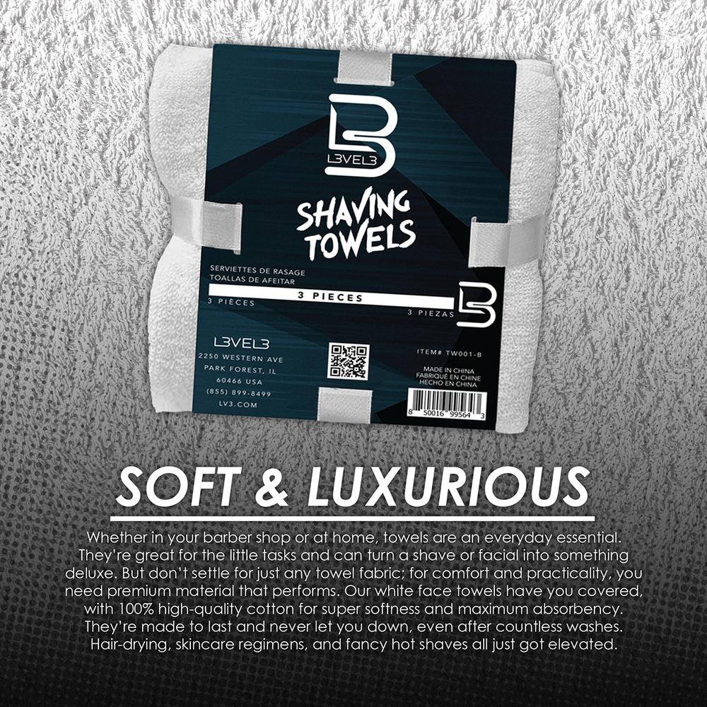 L3VEL3 White Shaving Towel - 27"L x 13.5"W / 3 Pack - Image 2