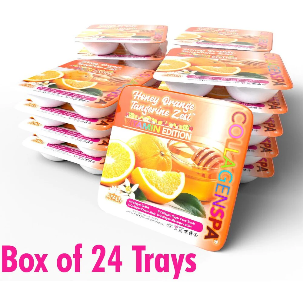 La Palm Collagen Spa 4 Step Pedi Tray - Honey Orange Tangerine Zest / 24 Trays per Box