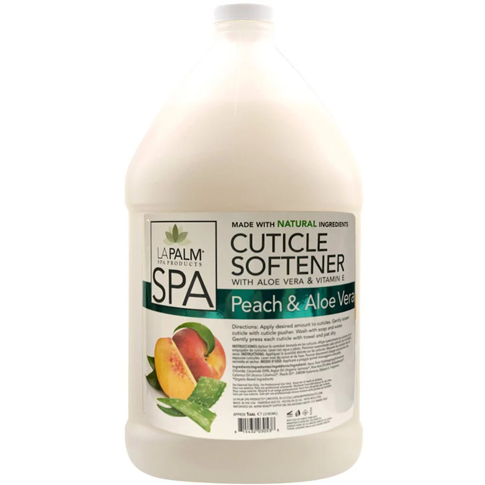 La Palm Cuticle Softener with Aloe Vera & Vitamin E - Softens & Moisturizes Cuticle - PEACH & ALOE VERA / 1 Gallon - 3.79 Liters - Image 2