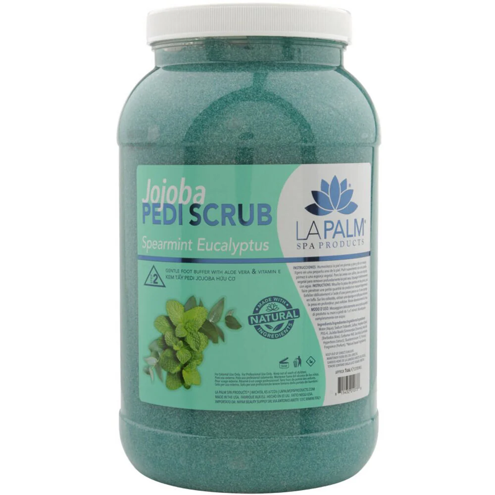 La Palm Jojoba Pedi Foot Scrub - Foot Exfoliator - SPEARMENT EUCALYPTUS - STEP 2 / 1 Gallon - 3.79 Liters - Image 2
