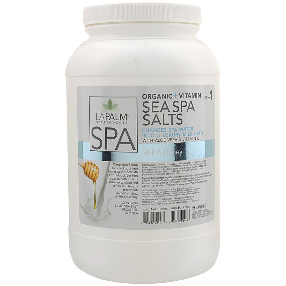 La Palm Organic + Vitamin Sea Spa Salts - Changes Spa Water into a Luxury Milk Bath with Aloe & Vitamin E - MILK & HONEY - STEP 1 / 1 Gallon - 3.79 Liters - Image 2