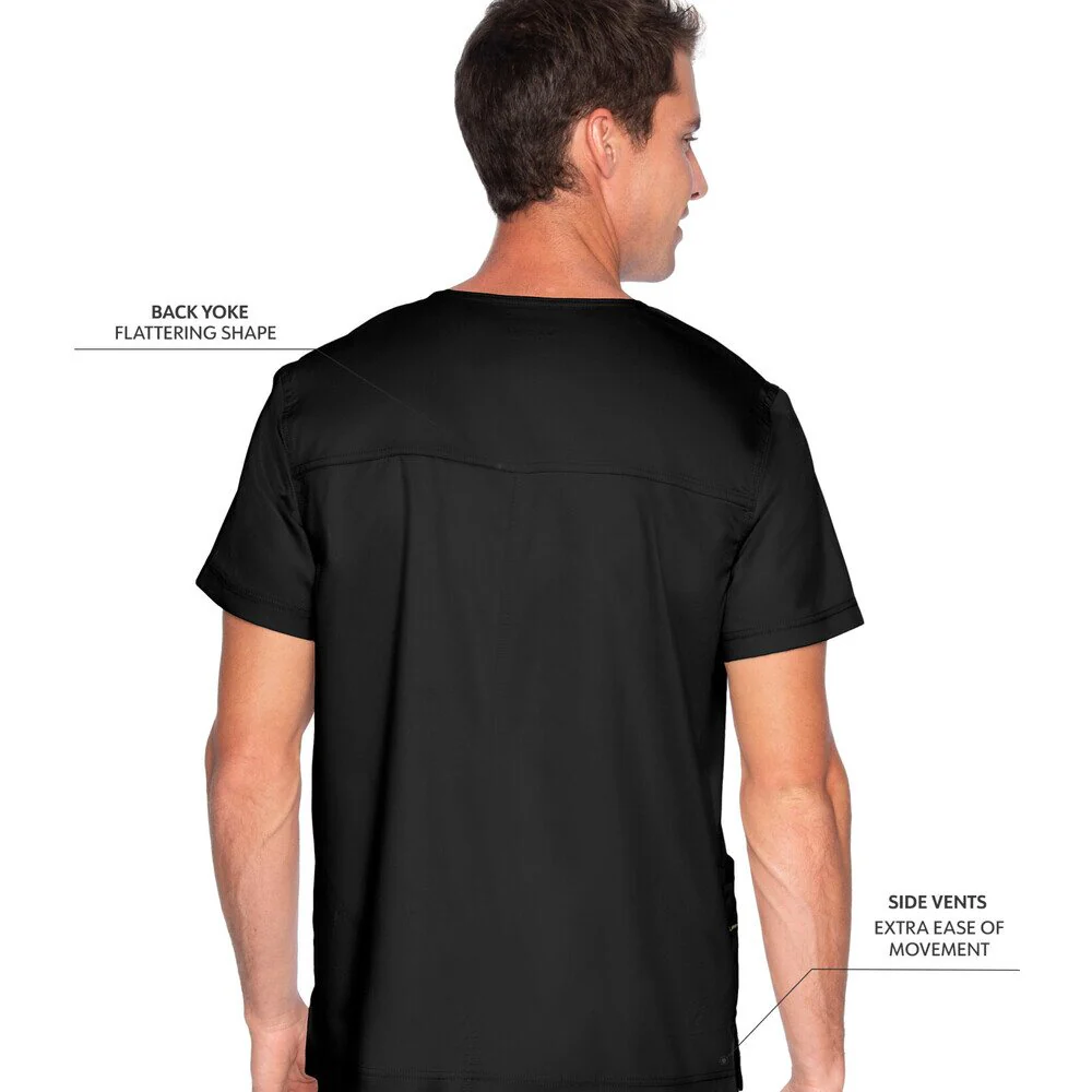 Landau Proflex Men's 4-Pocket V-Neck Top - BLACK / Sizes S - 5XL - Image 2