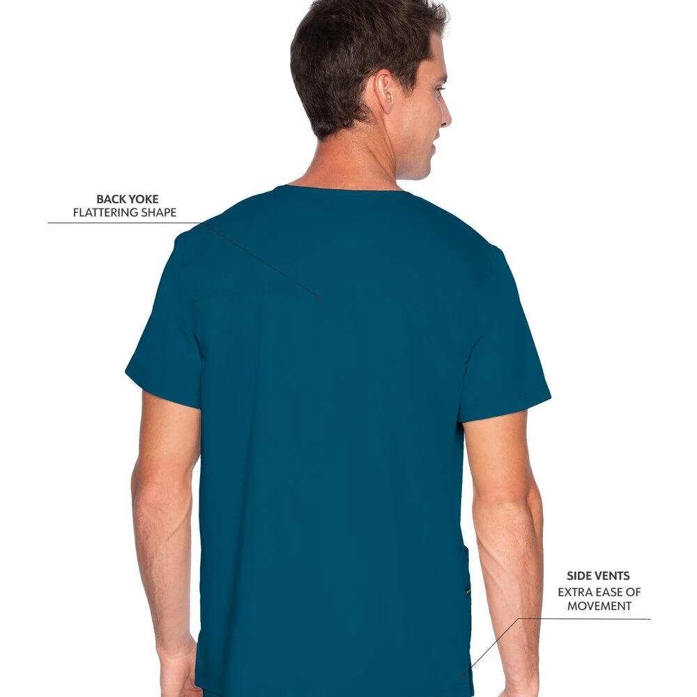 Landau Proflex Men's 4-Pocket V-Neck Top - CARIBBEAN / Sizes S - 5XL - Image 3