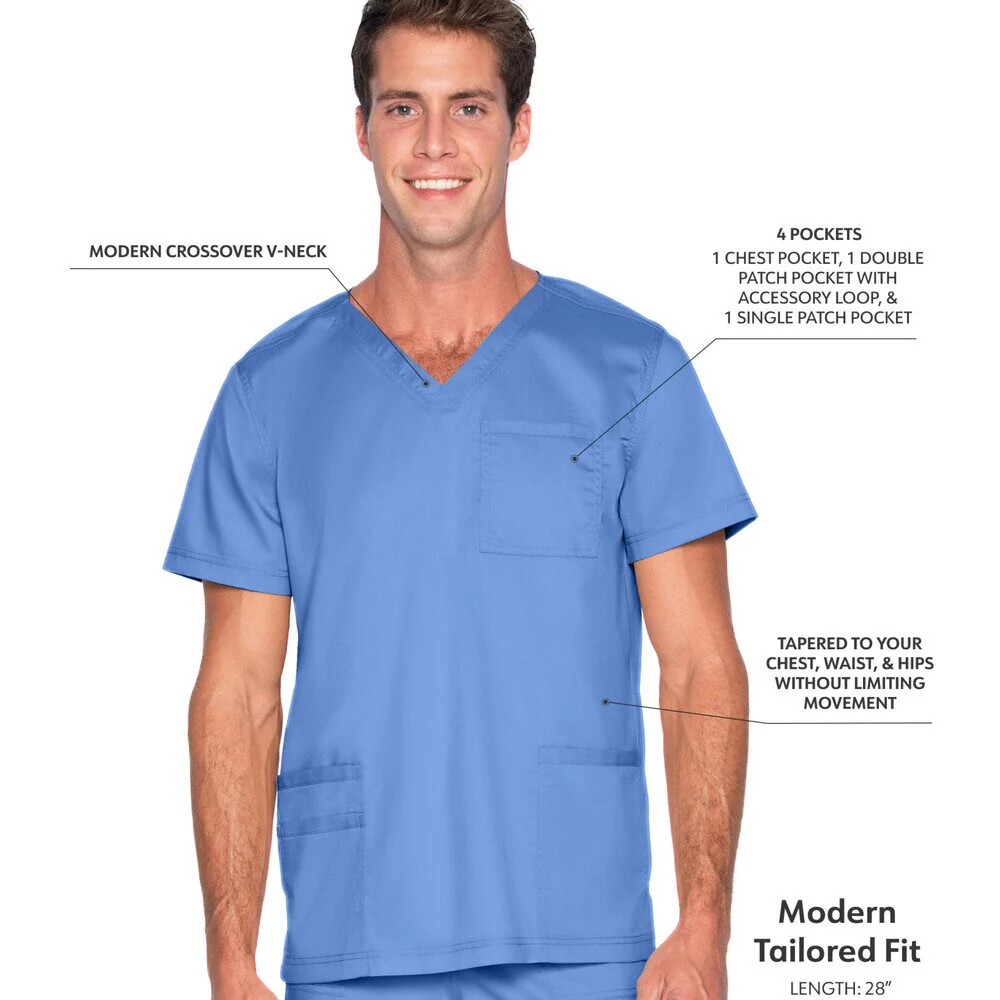 Landau Proflex Men's 4-Pocket V-Neck Top - CEIL / Sizes S - 5XL - Image 2