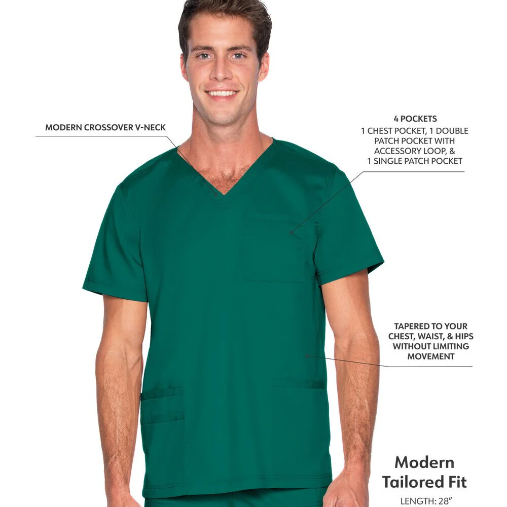 Landau Proflex Men's 4-Pocket V-Neck Top - HUNTER / Sizes S - 5XL - Image 2