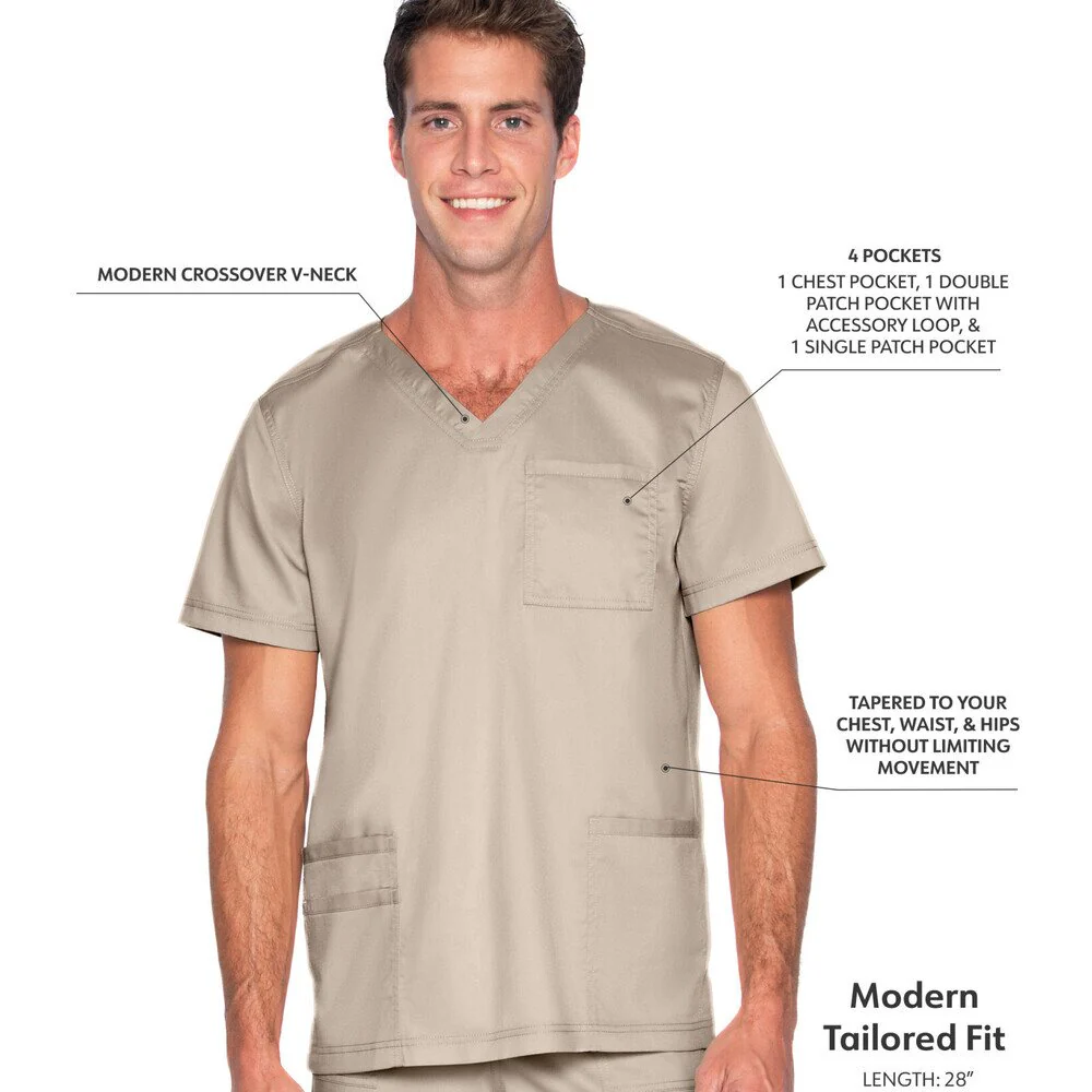 Landau Proflex Men's 4-Pocket V-Neck Top - SANDSTONE / Sizes S - 5XL - Image 2