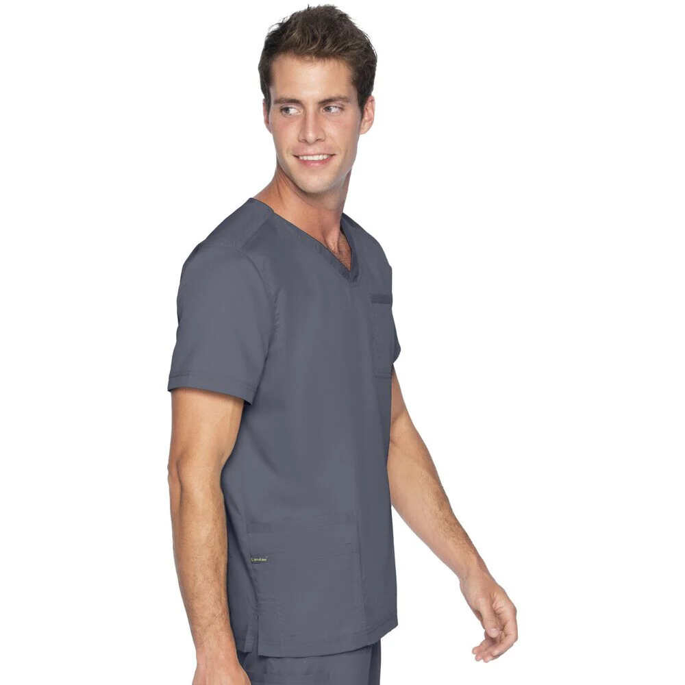Landau Proflex Men's 4-Pocket V-Neck Top - STEEL / Sizes S - 5XL - Image 4