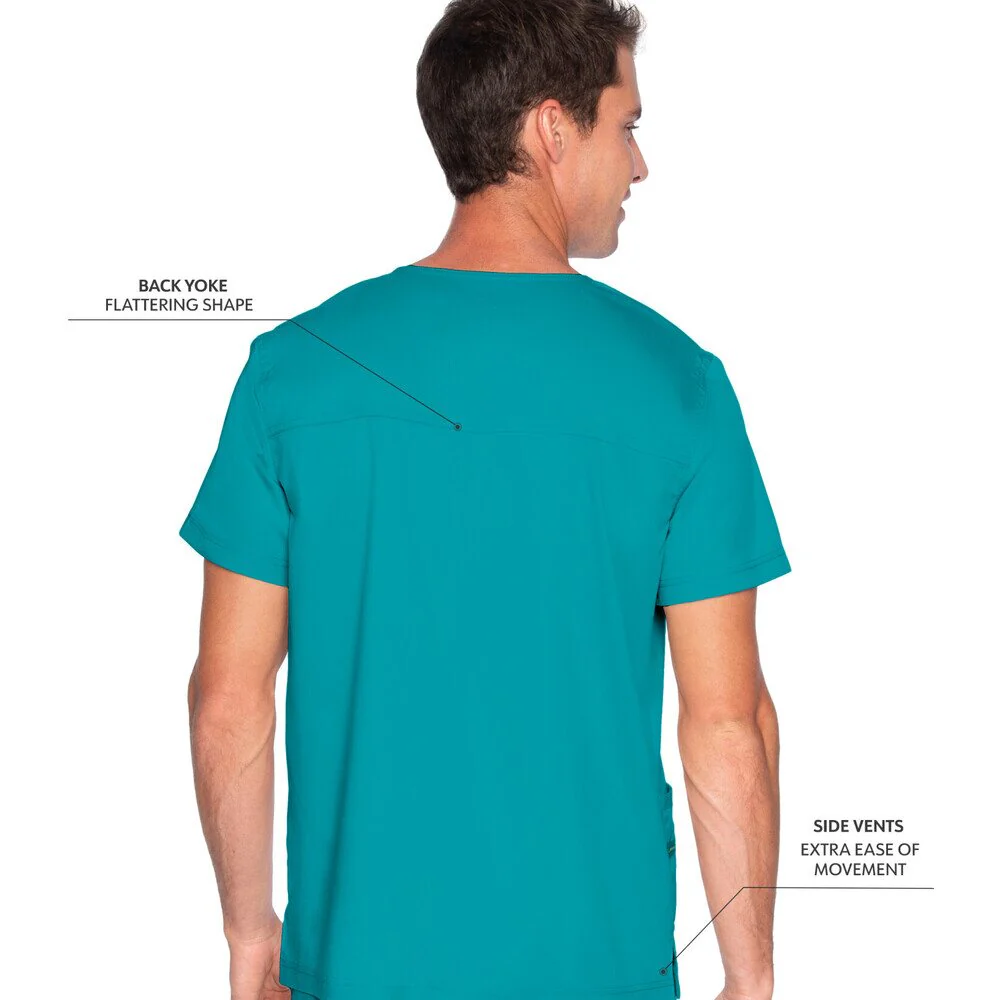 Landau Proflex Men's 4-Pocket V-Neck Top - TEAL / Sizes S - 5XL - Image 3