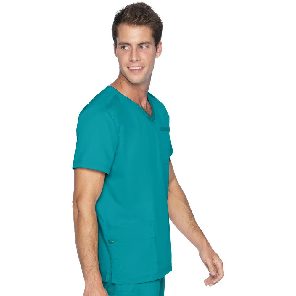 Landau Proflex Men's 4-Pocket V-Neck Top - TEAL / Sizes S - 5XL - Image 4