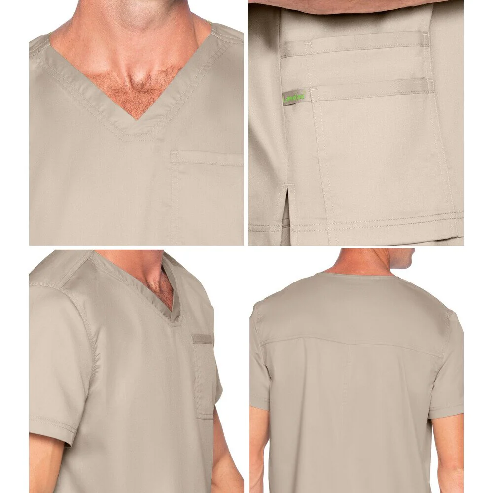 Landau Proflex Men's 4-Pocket V-Neck Top - TEAL / Sizes S - 5XL - Image 5