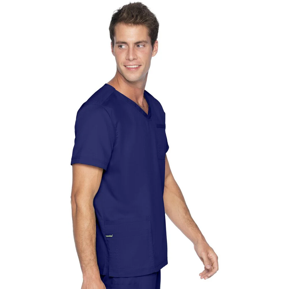 Landau Proflex Men's 4-Pocket V-Neck Top - TRUE NAVY / Sizes S - 5XL - Image 4