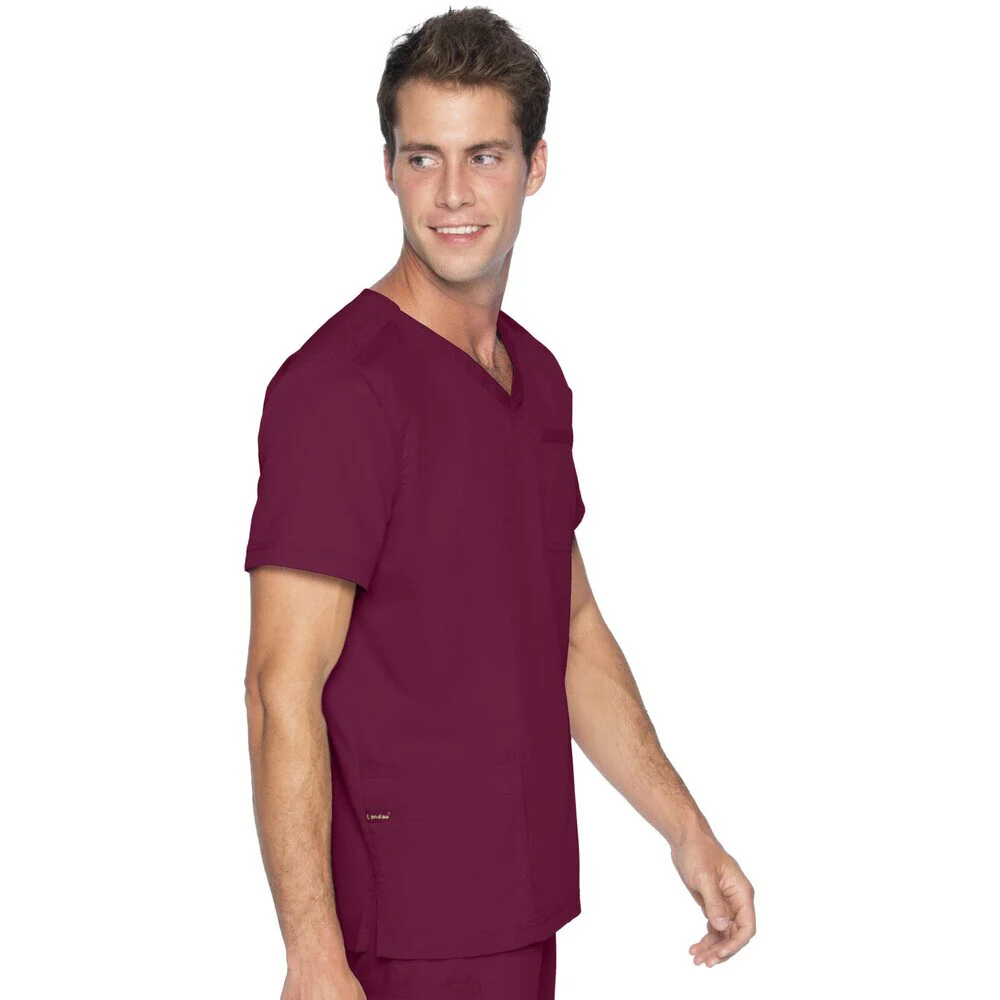 Landau Proflex Men's 4-Pocket V-Neck Top - WINE / Sizes S - 5XL - Image 4