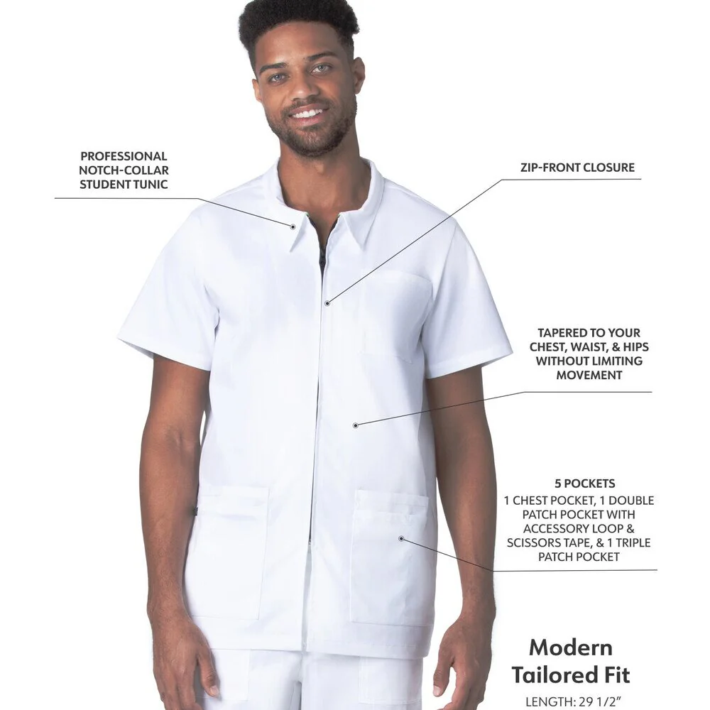 Landau Proflex Men's 6-Pocket Notch Collar Top - WHITE / Sizes S - 5XL - Image 2