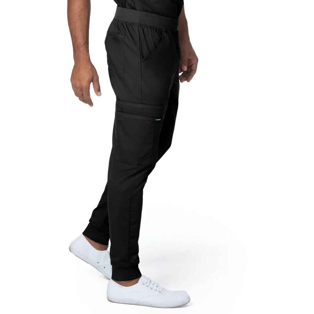 Landau Proflex Men's Banded-Bottom Jogger Pants with Elastic Waistband + 7 Pockets - BLACK / Sizes S - 3XL - Image 4