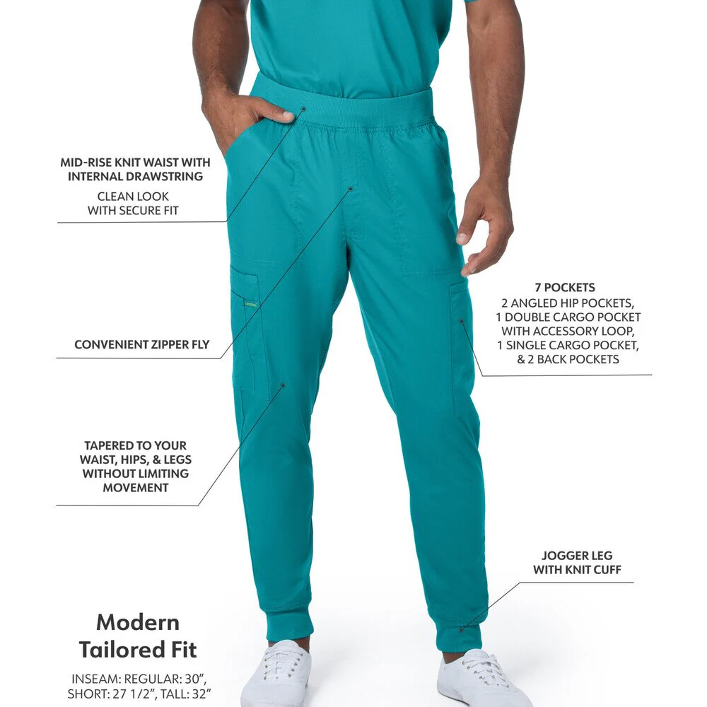 Landau Proflex Men's Banded-Bottom Jogger Pants with Elastic Waistband + 7 Pockets - TEAL / Sizes S - 3XL - Image 2