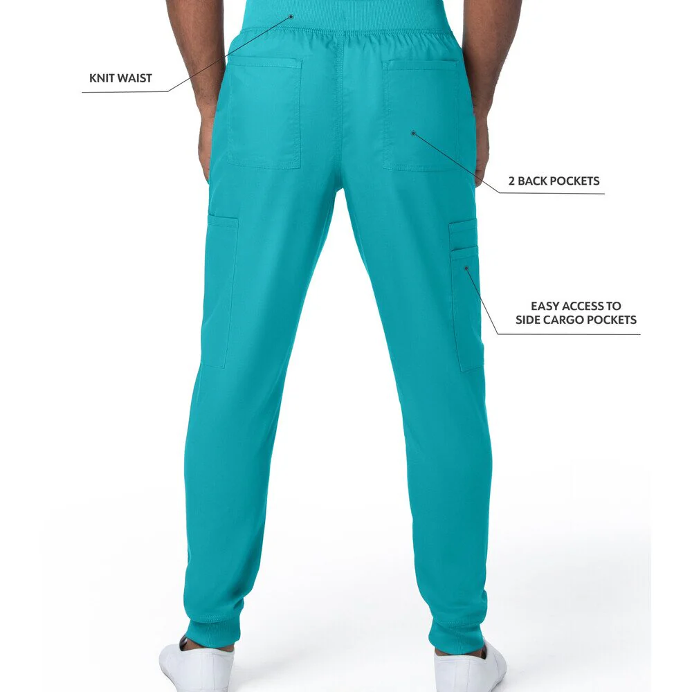 Landau Proflex Men's Banded-Bottom Jogger Pants with Elastic Waistband + 7 Pockets - TEAL / Sizes S - 3XL - Image 3