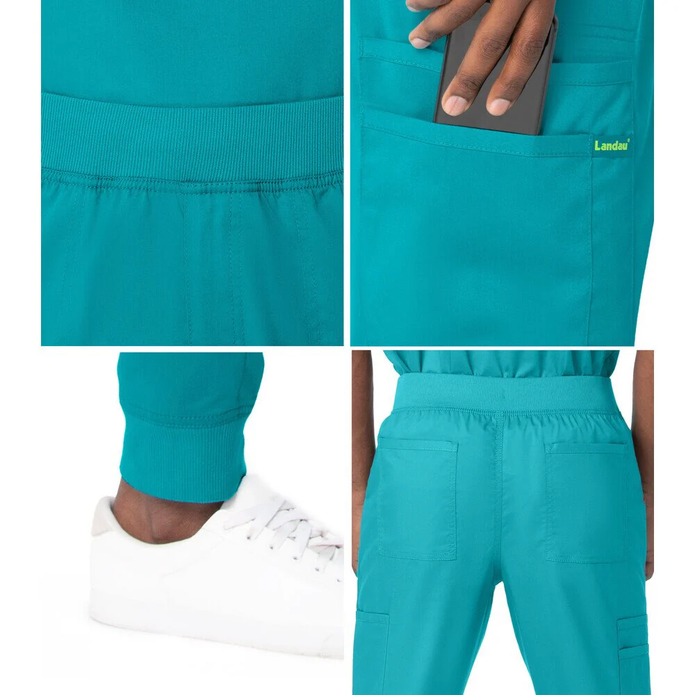 Landau Proflex Men's Banded-Bottom Jogger Pants with Elastic Waistband + 7 Pockets - TEAL / Sizes S - 3XL - Image 5
