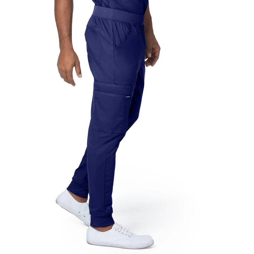 Landau Proflex Men's Banded-Bottom Jogger Pants with Elastic Waistband + 7 Pockets - TRUE NAVY / Sizes S - 3XL - Image 4