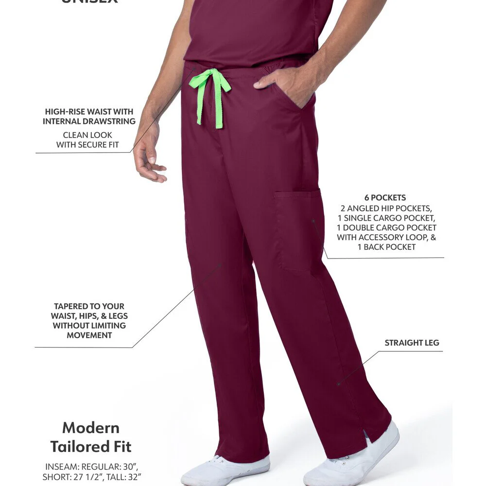 Landau Proflex Unisex Straight-Leg Cargo Scrub Pants - WINE / Sizes XS - 5XL - Image 2
