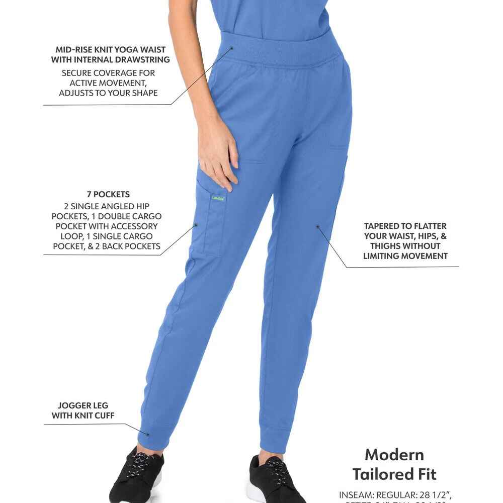 Landau Proflex Women's Banded-Bottom Jogger Pants with Elastic Waistband + 7 Pockets - CEIL / Sizes XS - 5XL - Image 2
