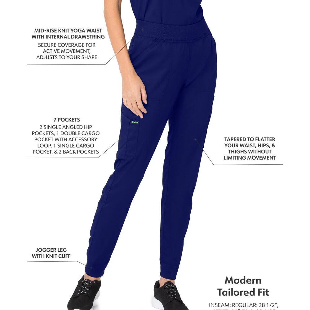 Landau Proflex Women's Banded-Bottom Jogger Pants with Elastic Waistband + 7 Pockets - TRUE NAVY / Sizes XS - 5XL - Image 2