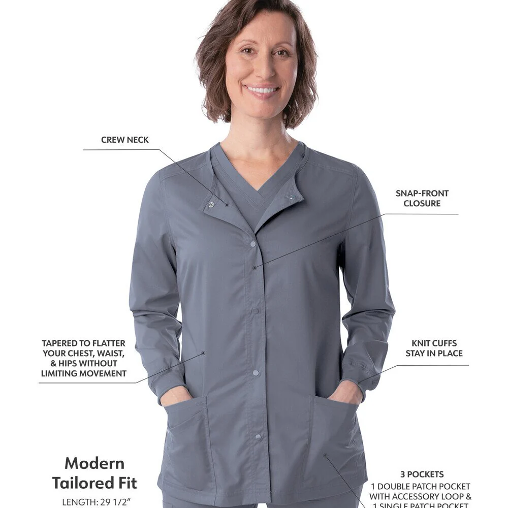Landau Proflex Women's Snap Front Jacket - STEEL / Sizes XXS - 5XL - Image 2