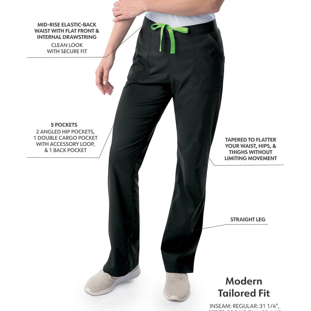 Landau Proflex Women's Straight-Leg Cargo Scrub Pants - BLACK / Sizes XXS - 5XL - Image 2