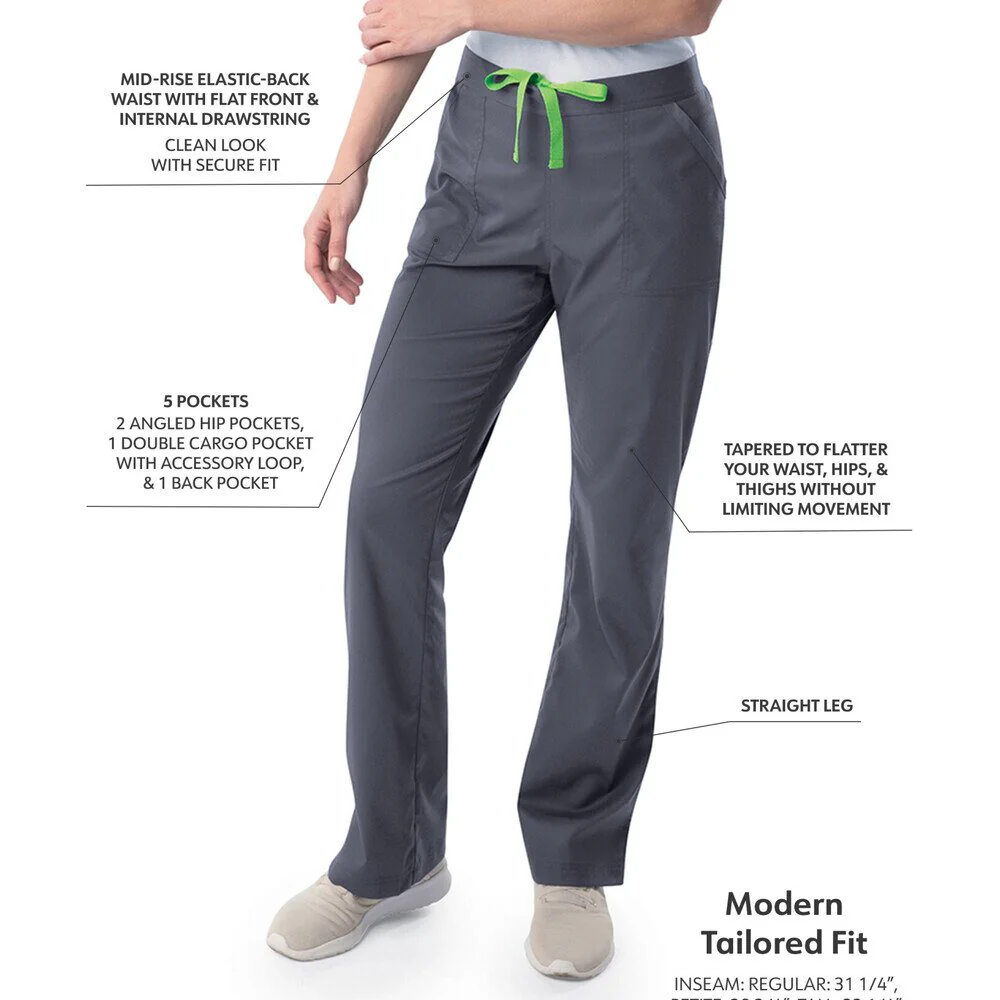 Landau Proflex Women's Straight-Leg Cargo Scrub Pants - STEEL / Sizes XXS - 5XL - Image 2