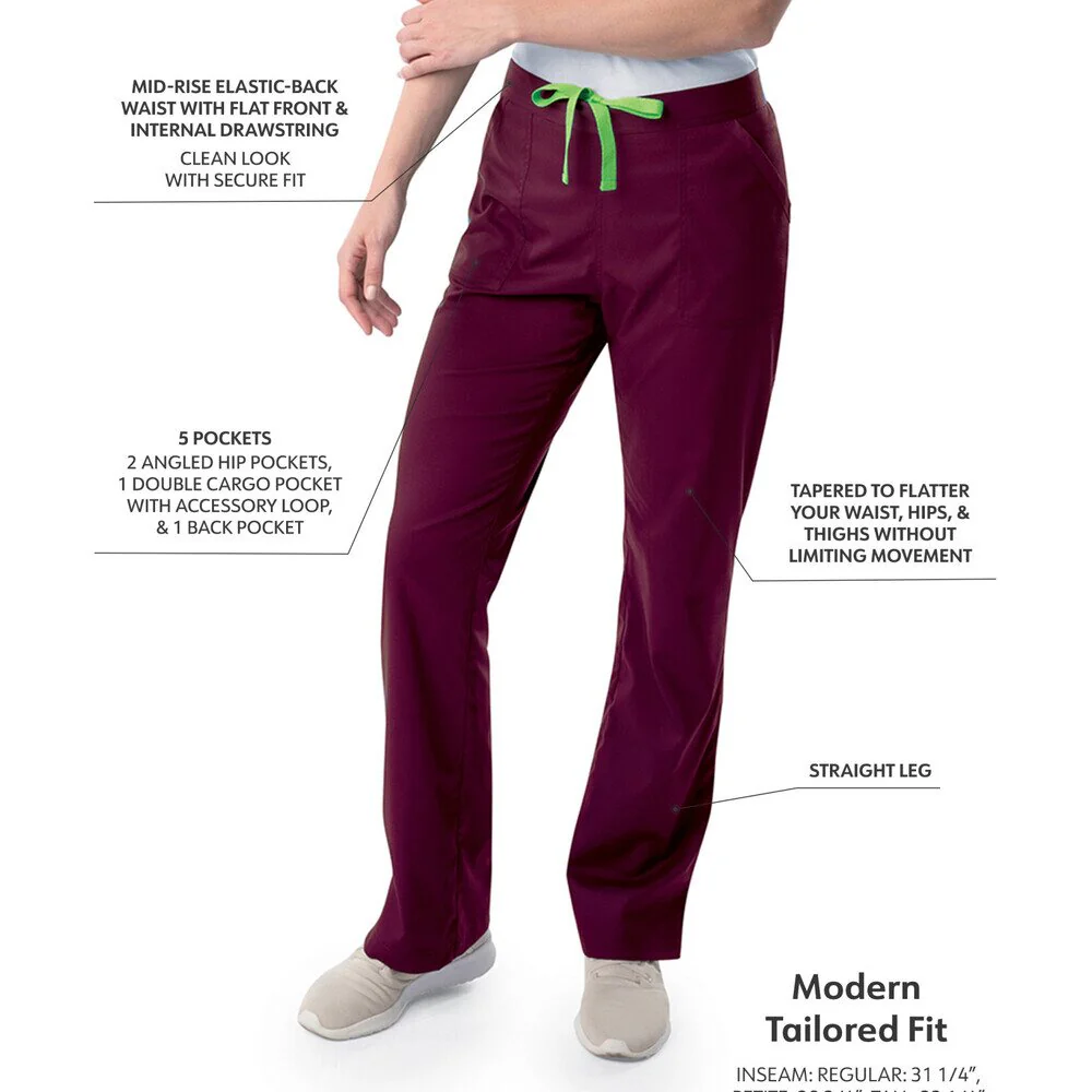 Landau Proflex Women's Straight-Leg Cargo Scrub Pants - WINE / Sizes XXS - 5XL - Image 2