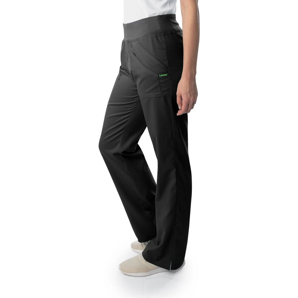 Landau Proflex Women's Straight-Leg Yoga Pants + 4 Pockets - BLACK / Sizes XXS - 5XL - Image 4