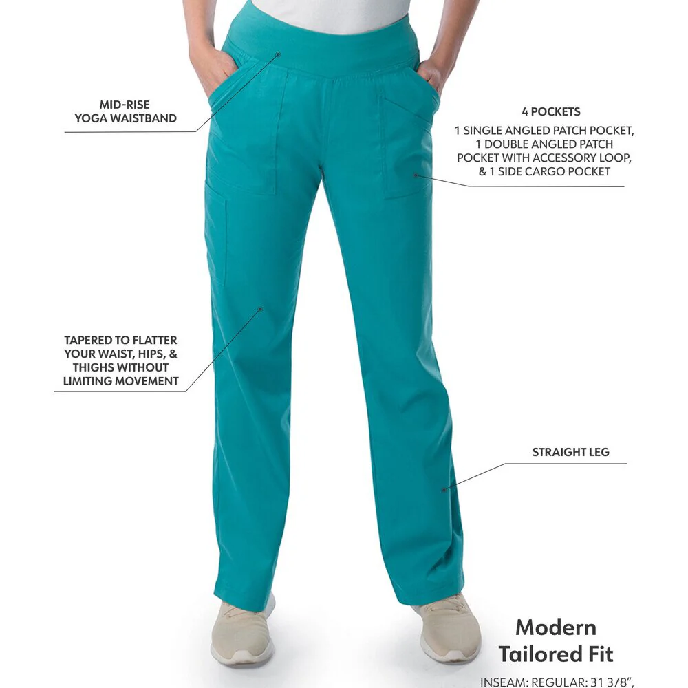 Landau Proflex Women's Straight-Leg Yoga Pants + 4 Pockets - TEAL / Sizes XXS - 5XL - Image 2