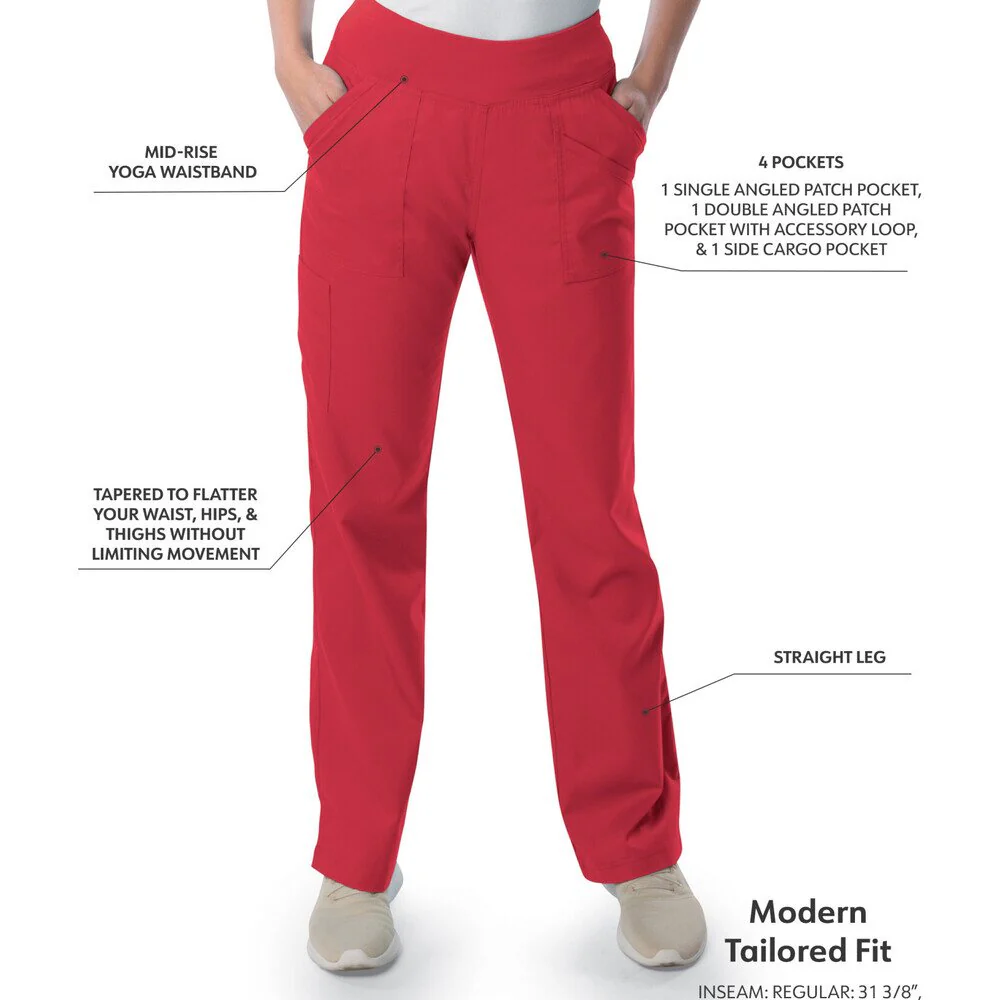 Landau Proflex Women's Straight-Leg Yoga Pants + 4 Pockets - TRUE RED / Sizes XXS - 5XL - Image 2