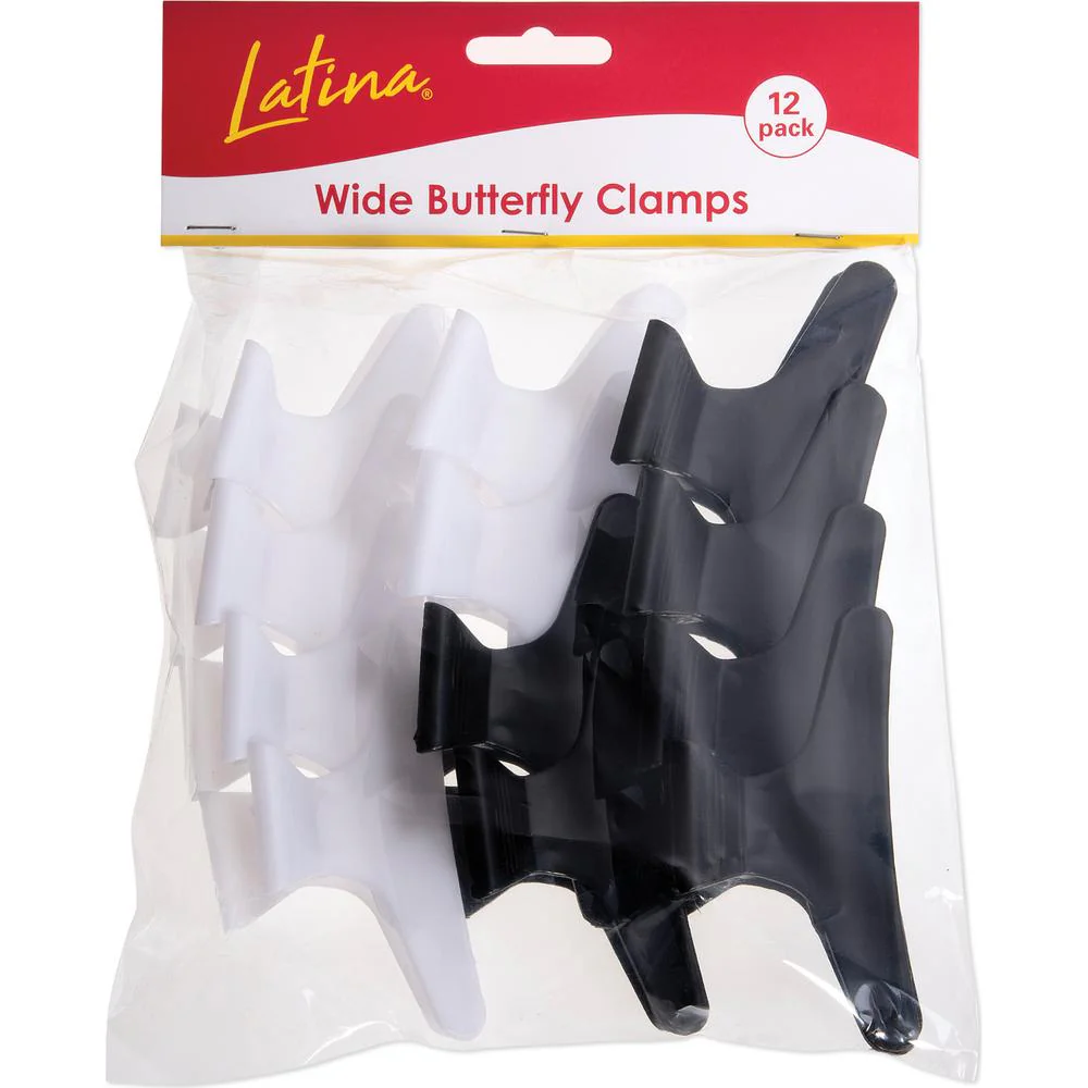 Latina - Butterfly Clamps - Wide - Black & White - 3-1/4" - Image 2