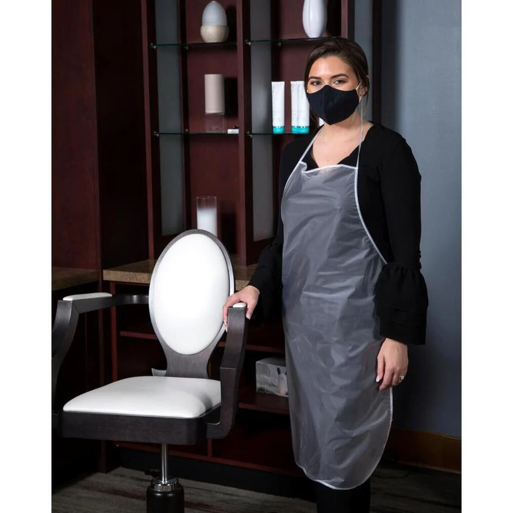 Long Vinyl Bib Apron - Reusable / Protective Barrier Against Water, Chemicals, & Germs / 42" x 36" / 1 Apron - Image 5