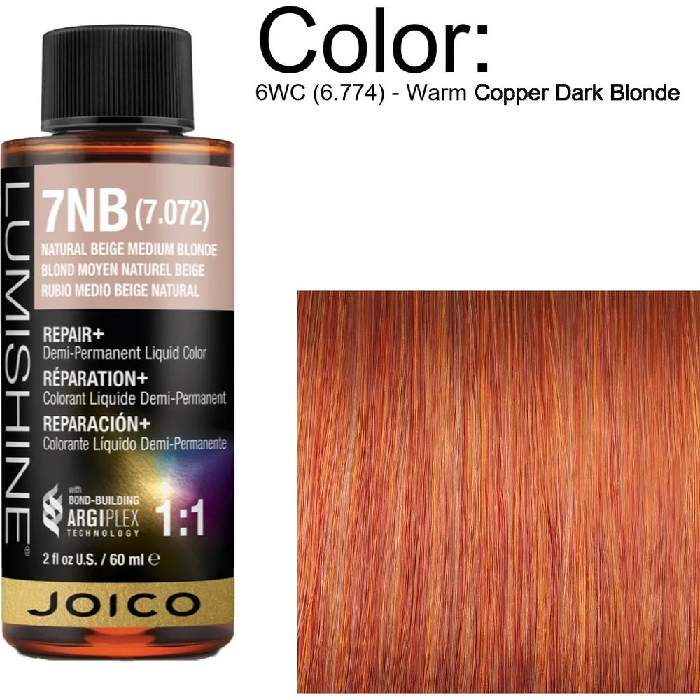 LumiShine Demi Permanent Liquid Color - 6WC (6.774) - Warm Copper Dark Blonde / 2 oz. By Joico