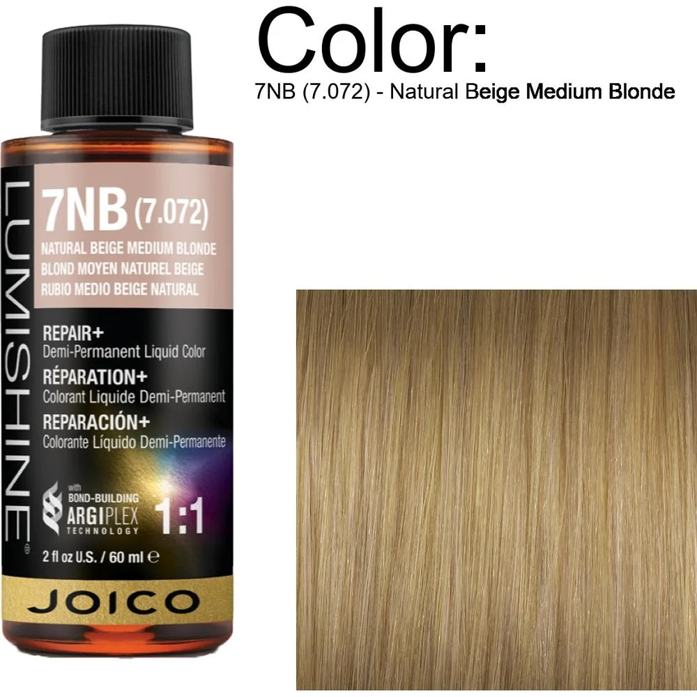 LumiShine Demi Permanent Liquid Color - 7NB (7.072) - Natural Beige Medium Blonde / 2 oz. By Joico