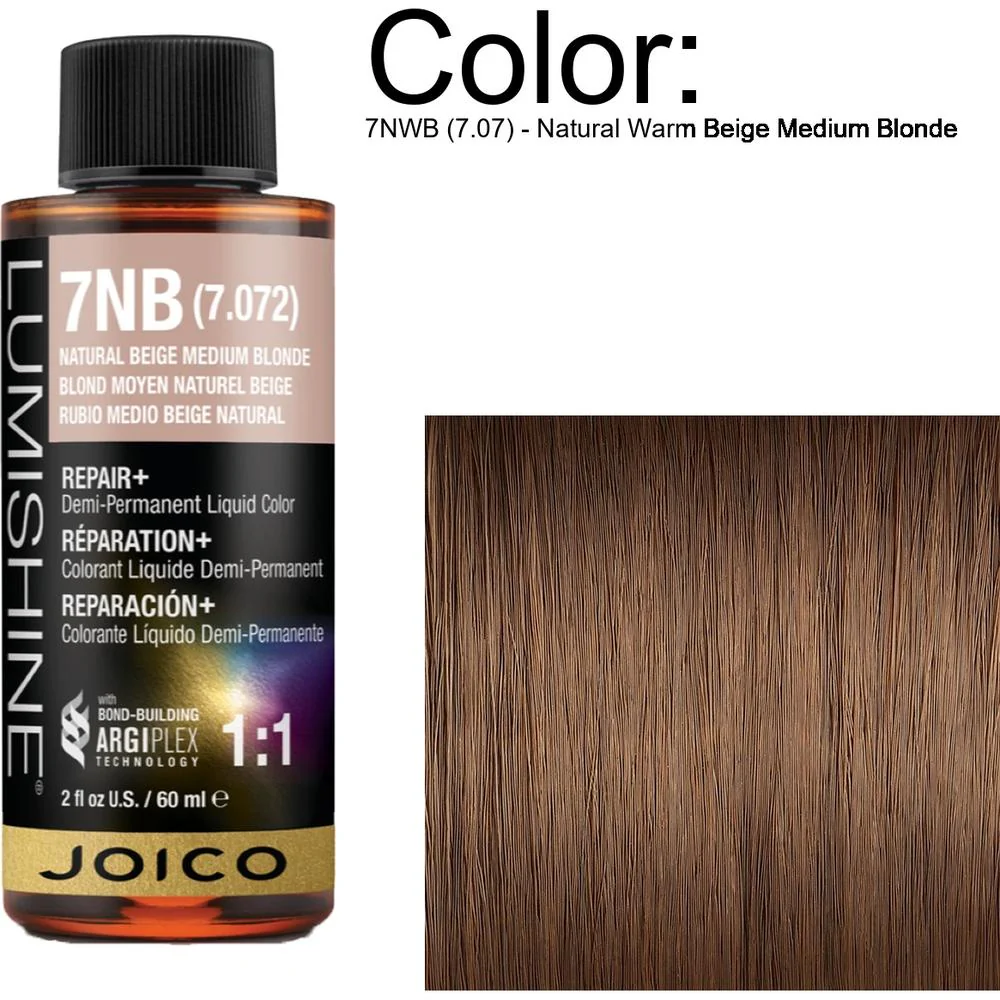 LumiShine Demi Permanent Liquid Color - 7NWB (7.07) - Natural Warm Beige Medium Blonde / 2 oz. By Joico