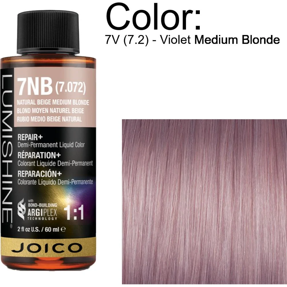 LumiShine Demi Permanent Liquid Color - 7V (7.2) - Violet Medium Blonde / 2 oz. By Joico
