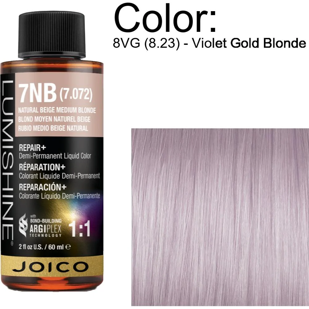 LumiShine Demi Permanent Liquid Color - 8VG (8.23) - Violet Gold Blonde / 2 oz. By Joico