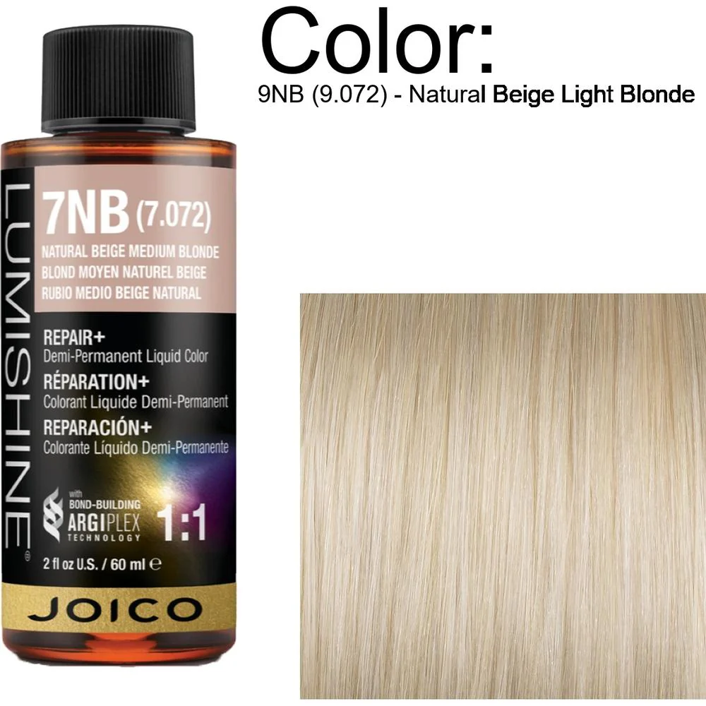 LumiShine Demi Permanent Liquid Color - 9NB (9.072) - Natural Beige Light Blonde / 2 oz. By Joico