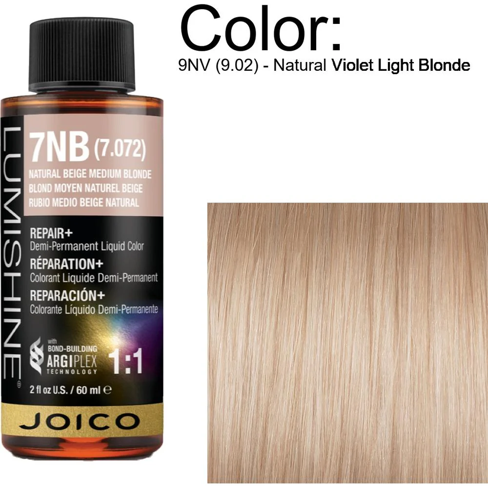 LumiShine Demi Permanent Liquid Color - 9NV (9.02) - Natural Violet Light Blonde / 2 oz. By Joico