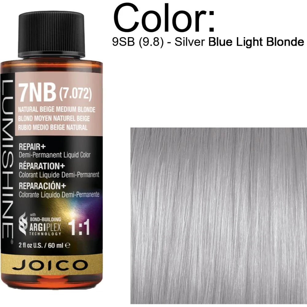 LumiShine Demi Permanent Liquid Color - 9SB (9.8) - Silver Blue Light Blonde / 2 oz. By Joico