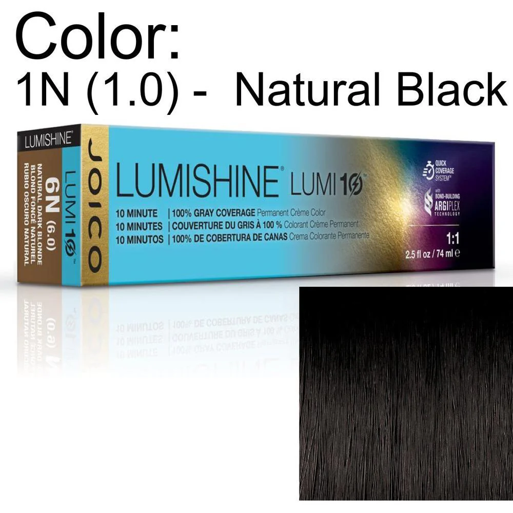 LumiShine Lumi10 Permanent Creme Color - 1N (1.0) - Natural Black / 2.5 oz. by Joico