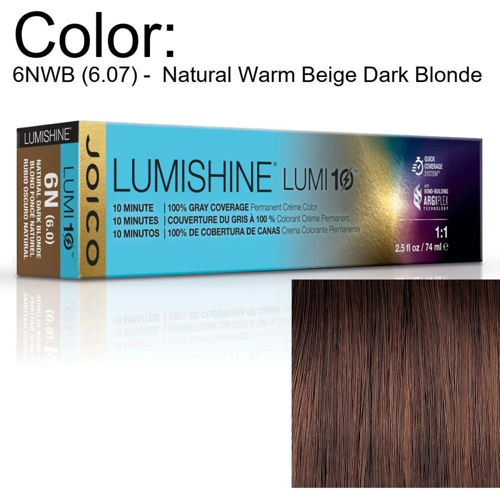 LumiShine Lumi10 Permanent Creme Color - 6NWB (6.07) - Natural Warm Beige Dark Blonde / 2.5 oz. by Joico