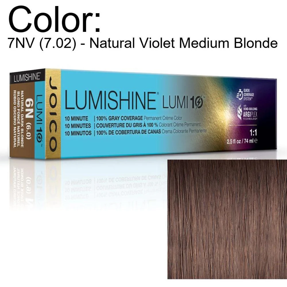 LumiShine Lumi10 Permanent Creme Color - 7NV (7.02) - Natural Violet Medium Blonde / 2.5 oz. by Joico