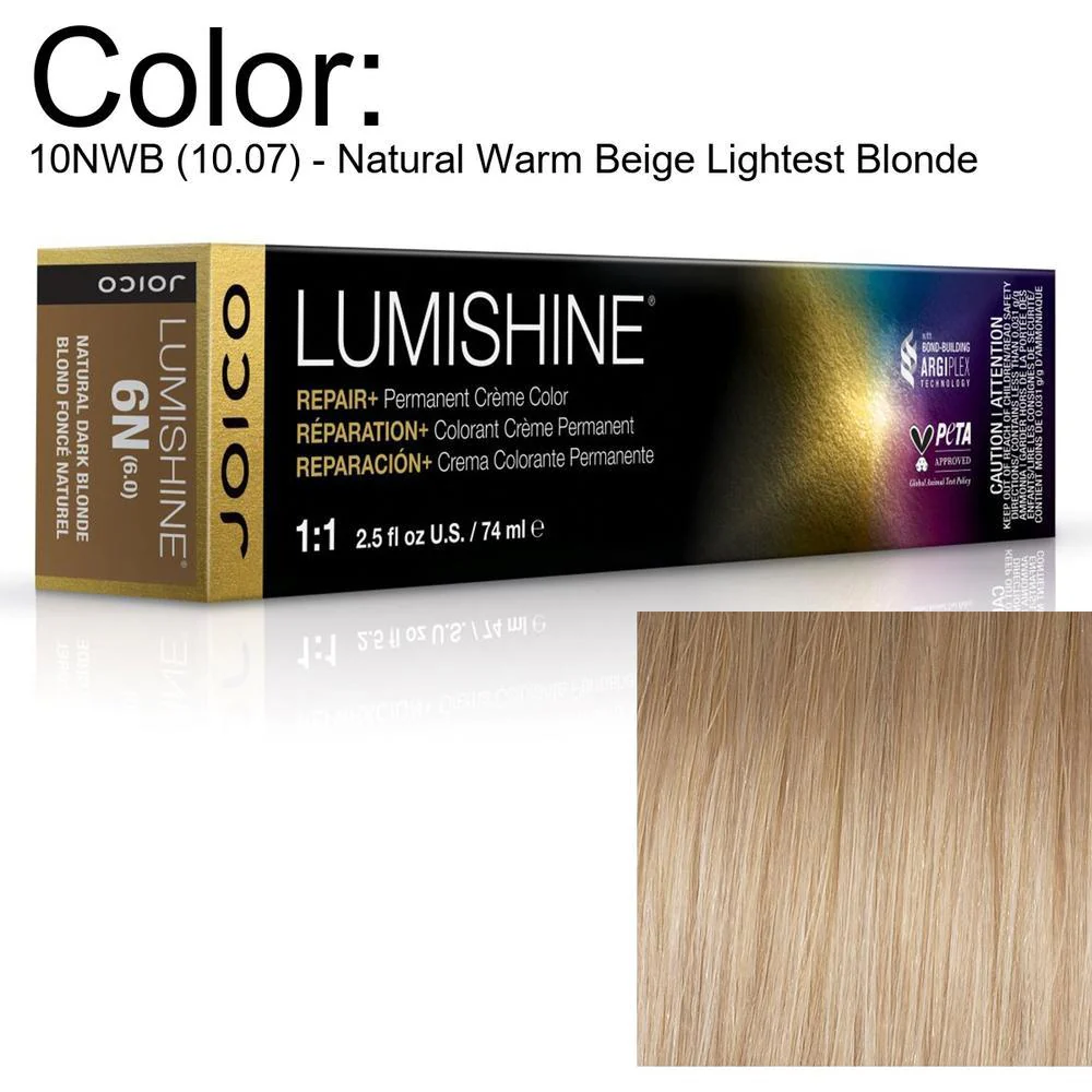 LumiShine Permanent Creme Color - 10NWB (10.07) - Natural Warm Beige Lightest Blonde / 2.5 oz. by Joico