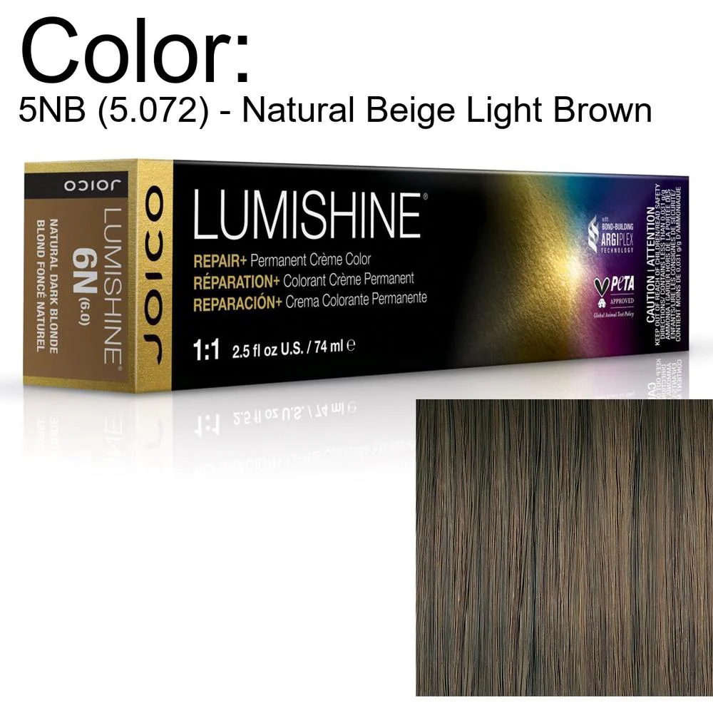 LumiShine Permanent Creme Color - 5NB (5.072) - Natural Beige Light Brown / 2.5 oz. by Joico
