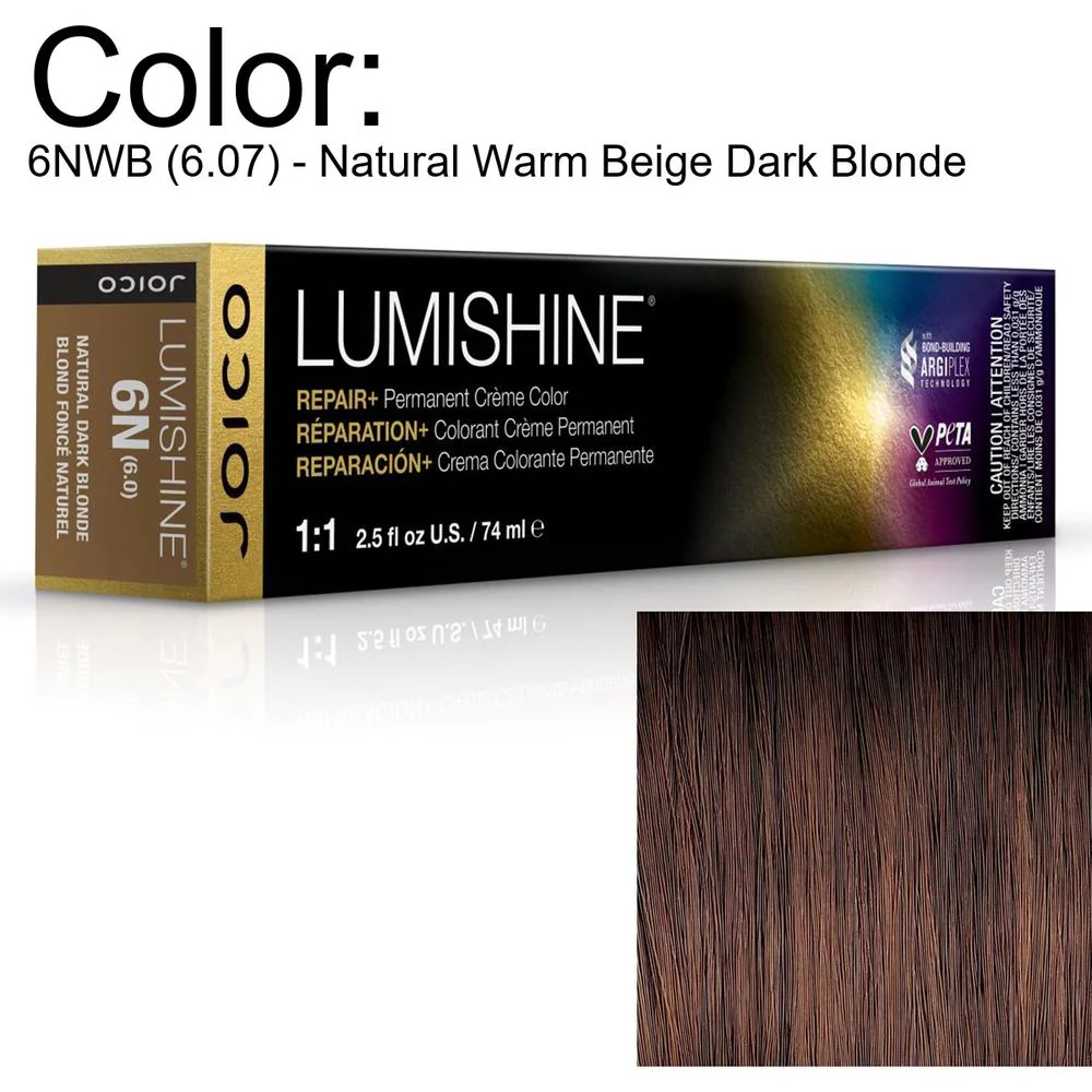 LumiShine Permanent Creme Color - 6NWB (6.07) - Natural Warm Beige Dark Blonde / 2.5 oz. by Joico