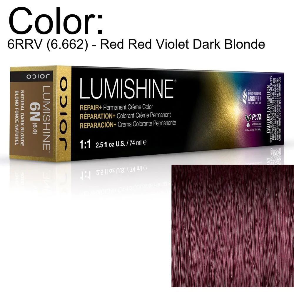 LumiShine Permanent Creme Color - 6RRV (6.662) - Red Red Violet Dark Blonde / 2.5 oz. by Joico
